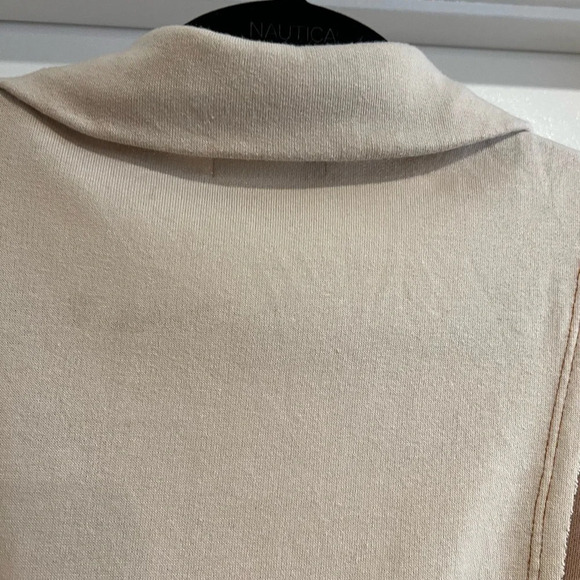 Sunland 17 Oversized Tan Brown‎ Cream Contrast Patchwork Top. Size Small. - Picture 13 of 16